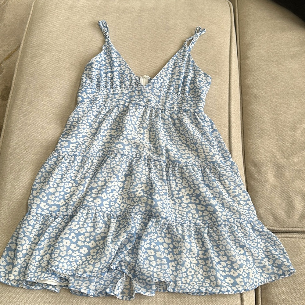 Blue dress with white flowers